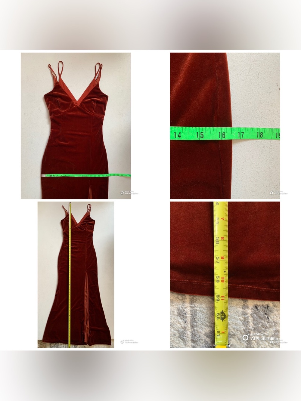 Lulus XS Immensely Glam Rust Velvet Backless Maxi Dress NWT FLAW Formal Party - Picture 15 of 15